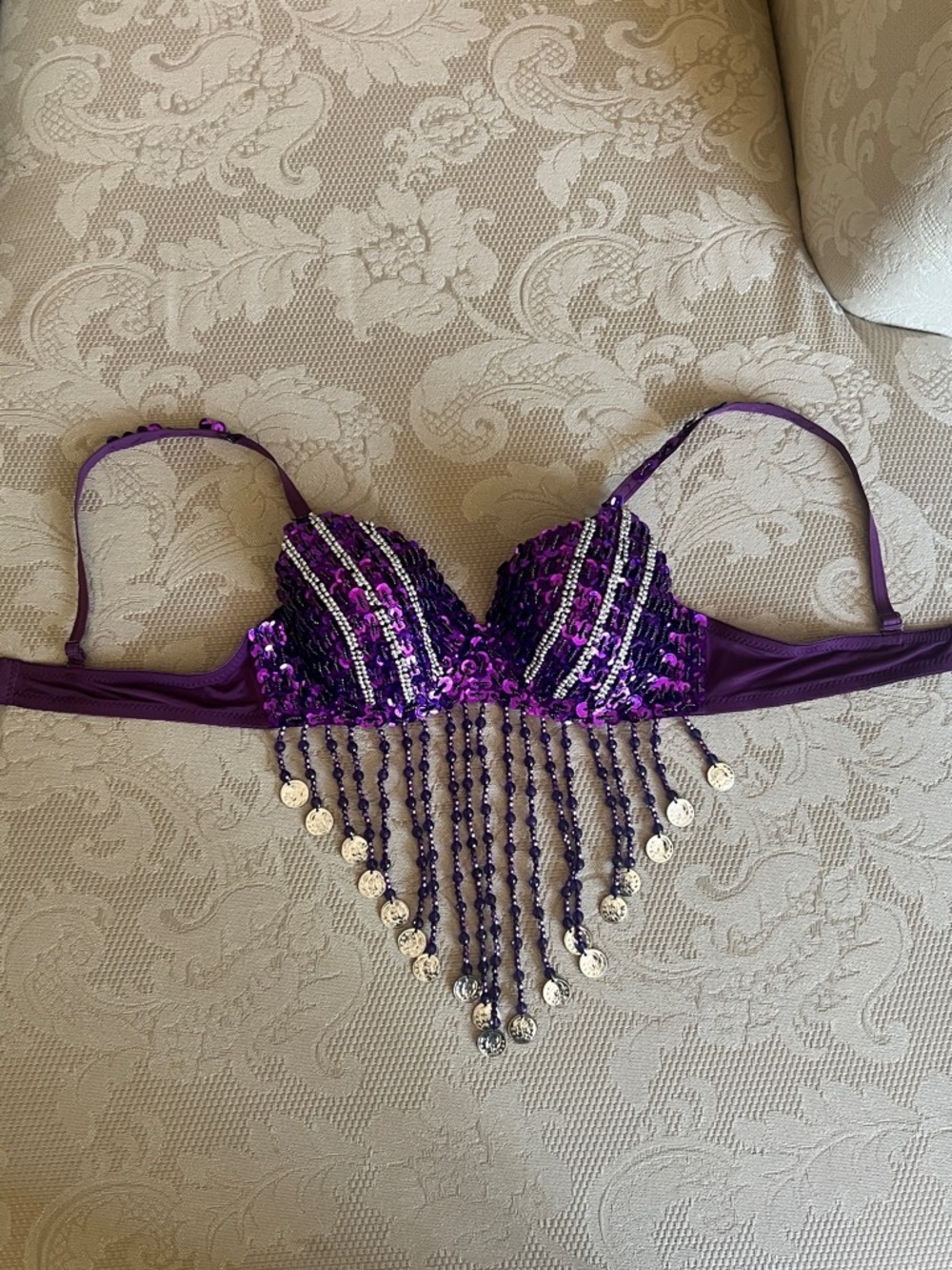 Purple Sequin Fringe Push-Up Bralette - Women Intimates & Sleepwear